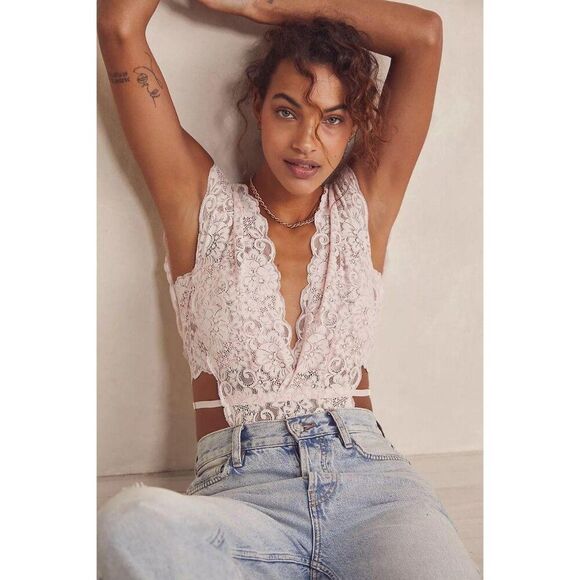 We Are HAH Cut to the Chase Bodysuit Womens L Naked Truth Pink Lace Lingerie NWT - Picture 4 of 7